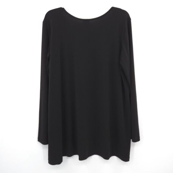 Clara Sun Woo long sleeve tunic top Size 1X stretch knit jersey black - Picture 6 of 6